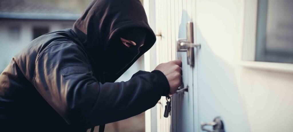 a person in a hooded jacket opening a door