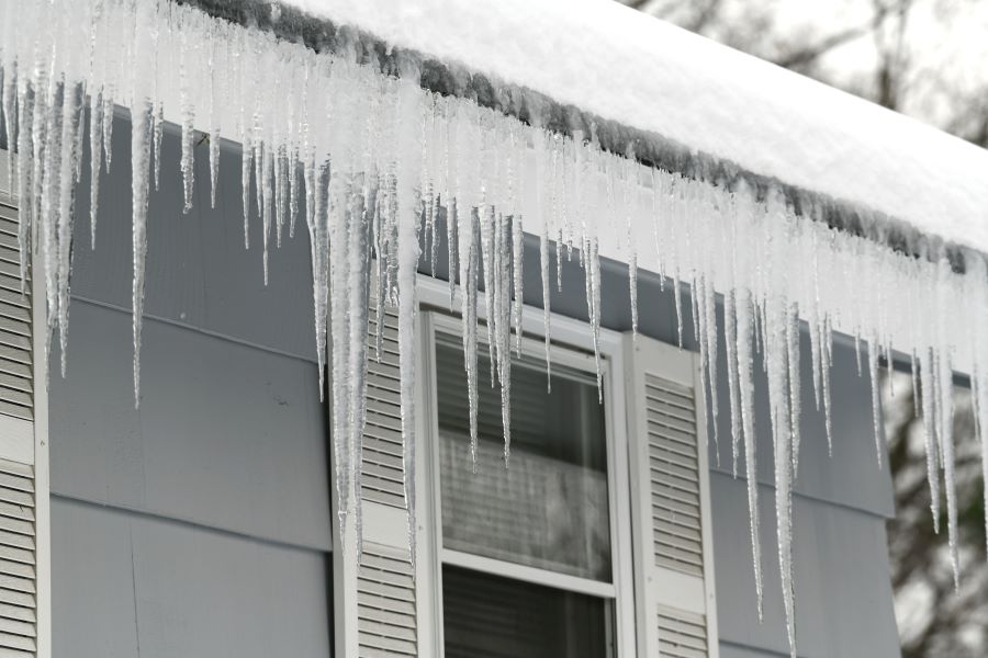 Icicles on a house roof