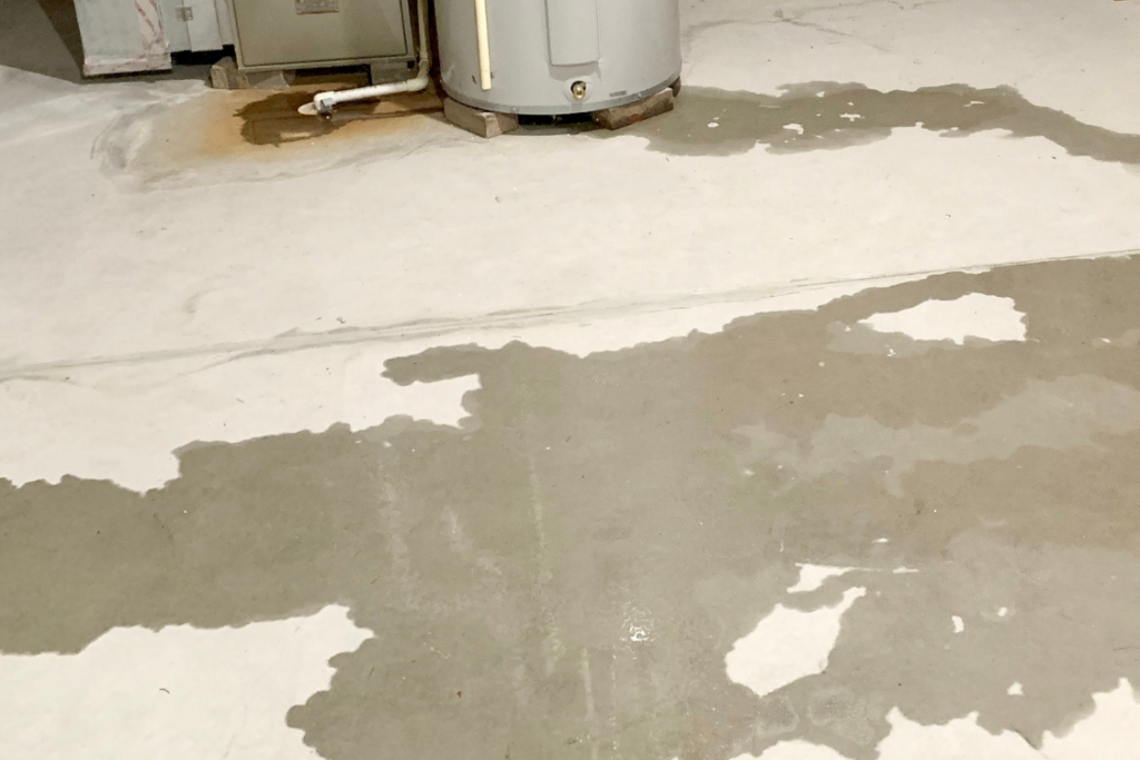 Flooded water on a basement floor