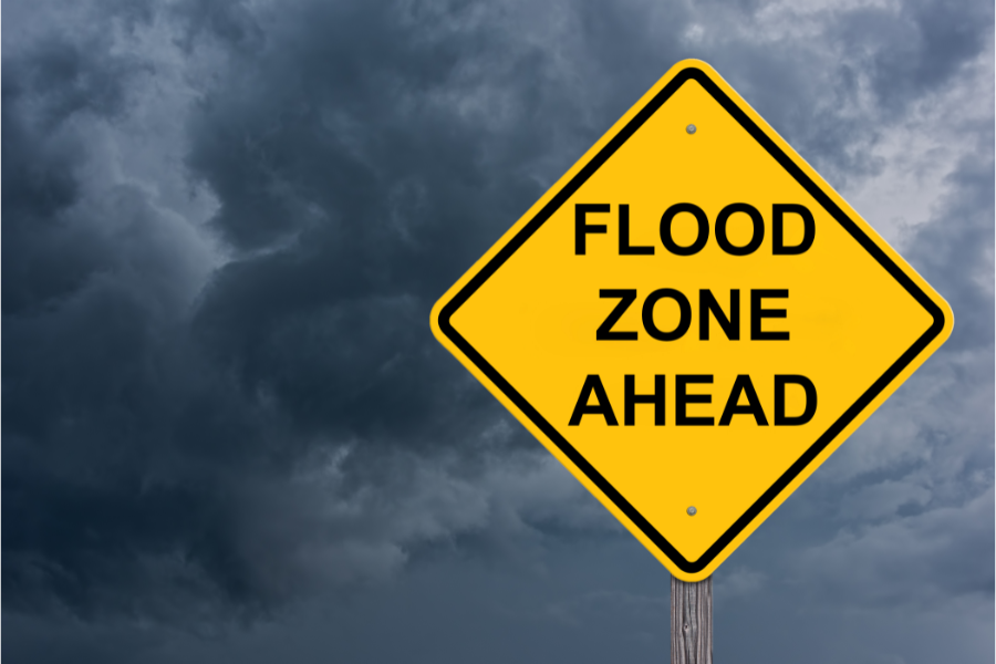 Flood zone ahead sign
