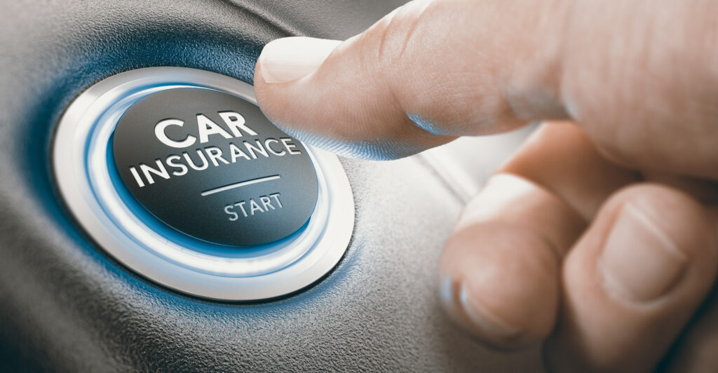 Car insurance on a car start button
