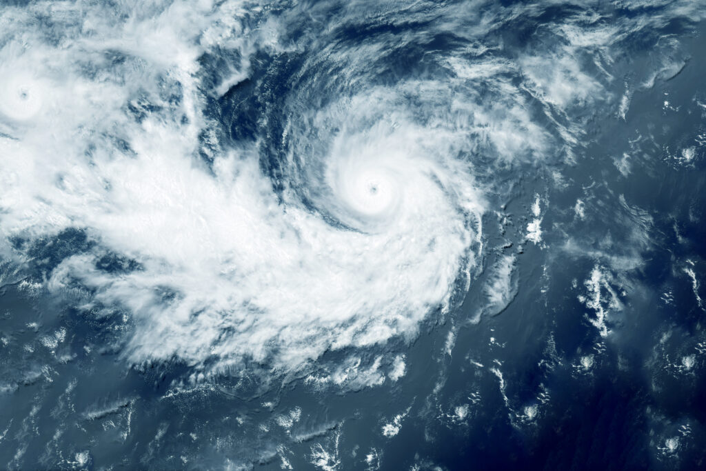 a satellite image of a hurricane in the ocean