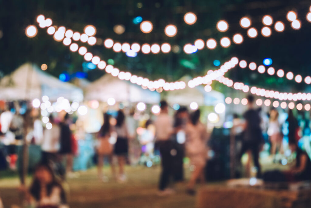 string lights at a party